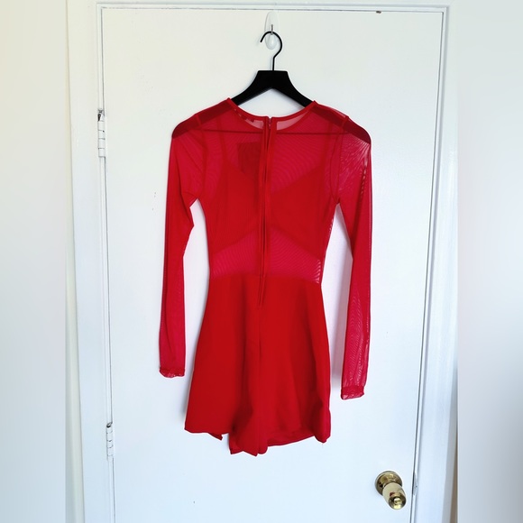 Fashion Nova Blurred Lines Mesh Romper, Red - Picture 7 of 10